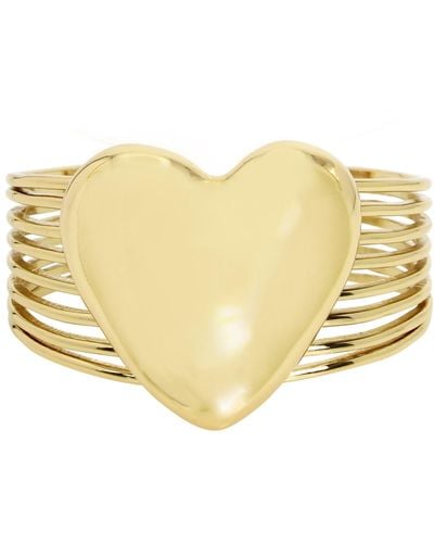 Robert Lee Morris Tone Puffy Heart Cuff Bracelet - Yellow