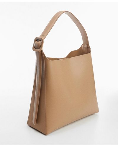 Mango Buckle Detail Shopper Bag - Natural