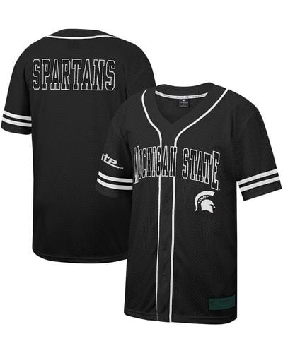 Colosseum Athletics Michigan State Spartans Free Spirited Mesh Button-up Baseball Jersey - Black