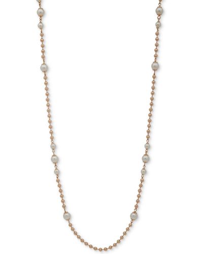 Anne Klein Gold-tone & Imitation Pearl Beaded Strand Necklace - Metallic