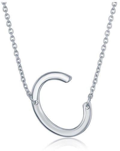 Simona Sterling Silver Sideways Initial Necklace - Metallic