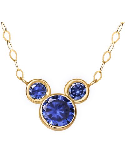 Disney Mickey Mouse Cubic Zirconia Birthstone Pendant Necklace - Blue