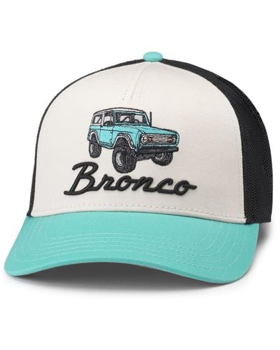 American Needle White/teal Bronco Valin Trucker Adjustable Hat - Green