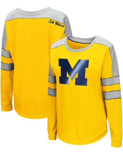 Colosseum Athletics Michigan Wolverines Trey Dolman Long Sleeve T-shirt - Yellow