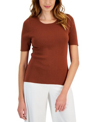 Tahari Short-sleeve Sweater - Red