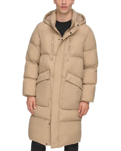 DKNY Quilted Hooded Duffle Parka - Natural