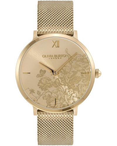 Olivia Burton Floral -tone Stainless Steel Mesh Bracelet Watch 35mm - Metallic