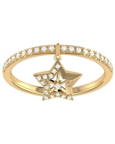 LuvMyJewelry Lucky Star Design Silver Diamond Charm Ring - Metallic