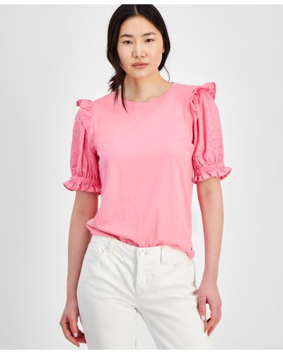 Tommy Hilfiger Ruffled Short-sleeve Top - Pink