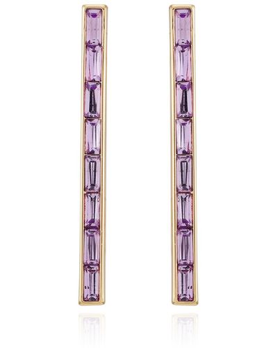 Vince Camuto Tone Glass Stone Baguette Stick Drop Earrings - Pink
