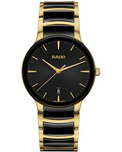 Rado Swiss Centrix Ceramic & Gold Pvd Bracelet Watch 40mm - Black