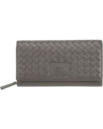 Mancini Basket Weave Collection Rfid Secure Clutch Wallet - Gray