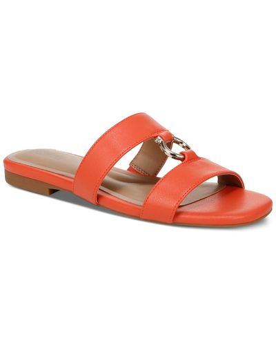 Giani Bernini Caitlynn Memory Foam Ornamented Slip On Flat Sandals - Red