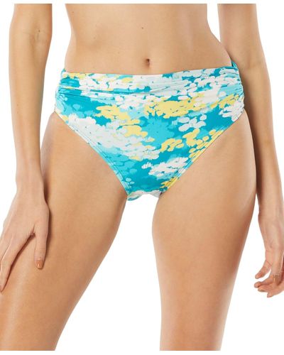 Carmen Marc Valvo Classic Shirred Waist Bikini Bottom - Blue