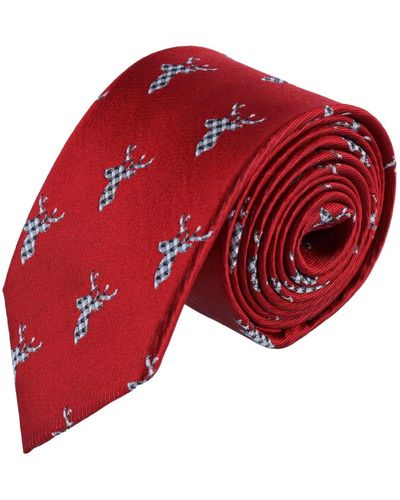 Trafalgar Comet The Reindeer Novelty Silk Necktie - Red