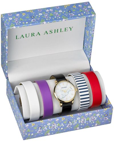 Laura Ashley Slidethrough Interchangeable Marble Dial Set Watch - Metallic