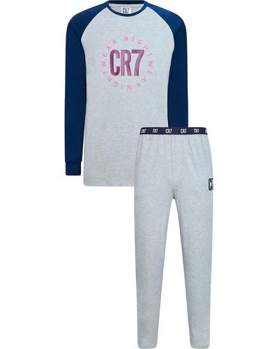 Cr7 Cotton Loungewear Top And Pant Set - Blue