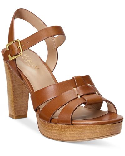 Lauren by Ralph Lauren Soffia Ankle-strap Slingback Dress Sandals - Brown