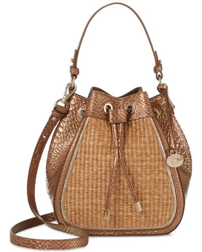 Brahmin Melinda Honeybrown Sandalwood Leather Bucket Bag