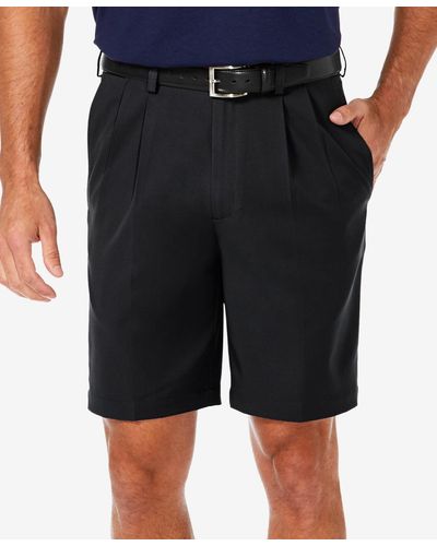Haggar Cool 18 Pro Classic-fit Stretch Pleated 9.5" Shorts - Black
