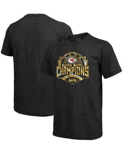 Majestic Threads Kansas City Chiefs Super Bowl Lvii Champions Luxe Foil Tri-blend T-shirt - Black