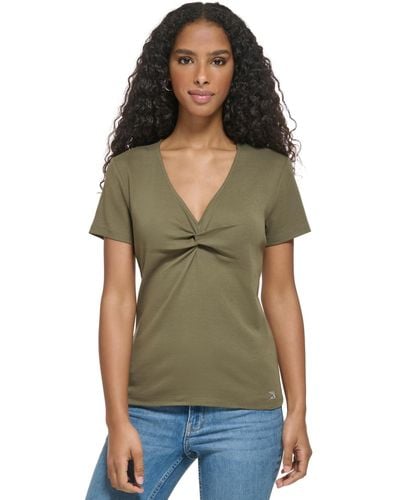 Calvin Klein Twist Front V-neck T-shirt - Green