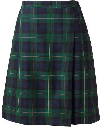 Lands' End School Uniform Plaid A-line Skirt Below The Knee - Green