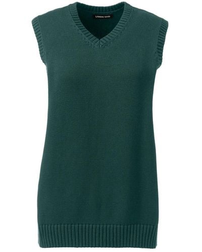 Lands' End School Uniform Cotton Modal Sweater Vest - Green
