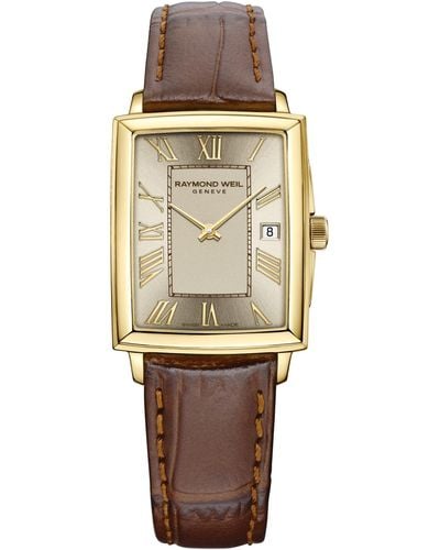Raymond Weil Swiss Toccata Brown Leather Strap Watch 22.6x28.1mm - Natural