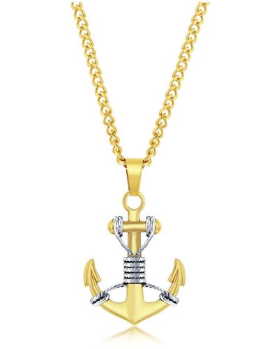 Black Jack Jewelry Stainless Steel Anchor Necklace - Metallic