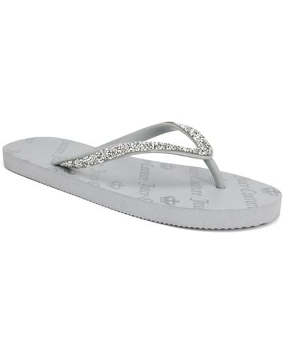 Juicy Couture Shimmery Thong Flip Flop Sandals - Gray