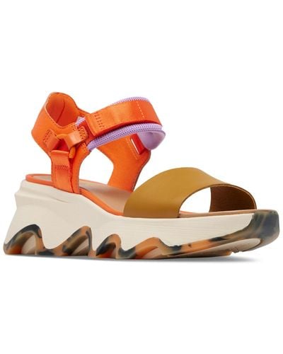 Sorel Kinetic Impact Ankle-strap Sport Platform Sandals - Orange