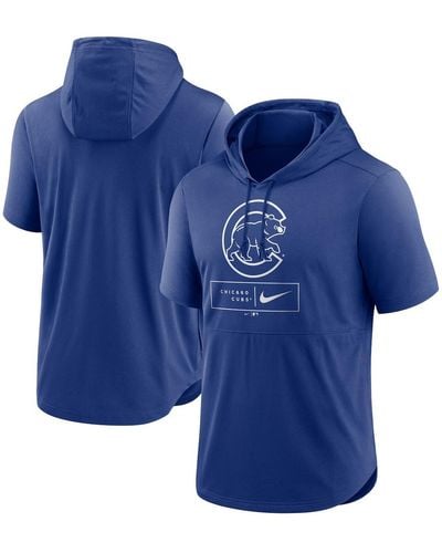 Nike Chicago Cubs Logo Lockup Performance Short-sleeved Pullover Hoodie - Blue