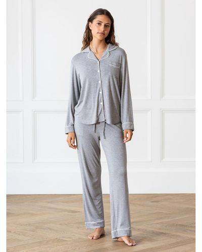 Cozy Earth Long Sleeve Stretch-knit Viscose From Bamboo Pajama Set - White