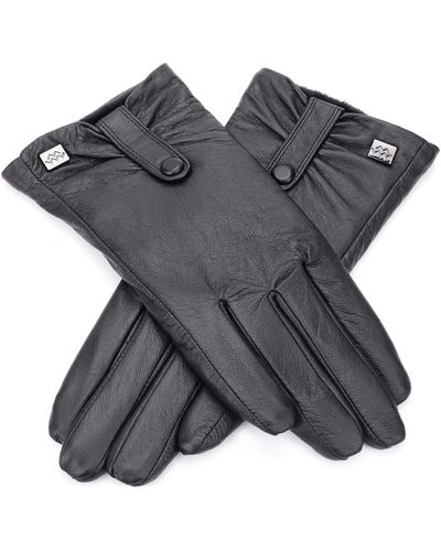 Mio Marino Compress Snap Touchscreen Sheepskin Glove - Black