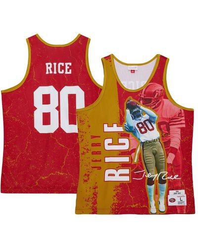 Jerry Rice San Francisco 49ers Mitchell & Ness Retired Player Logo Name & Number T-Shirt - Scarlet, Size: Small