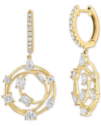 Effy Effy Diamond Multi-cut Interlocking Circle Dangle Hoop Earrings (1 Ct. T.w. - Metallic