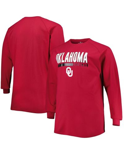 Profile Oklahoma Sooners Big And Tall Two-hit Raglan Long Sleeve T-shirt - Red