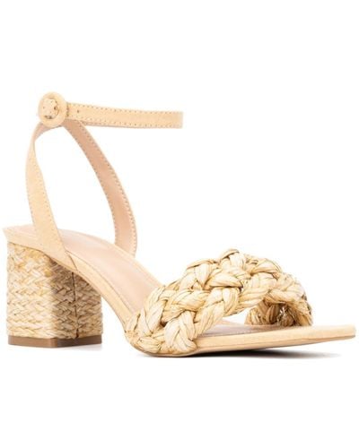 New York & Company Elissa Braided Block Heel Sandals - Metallic