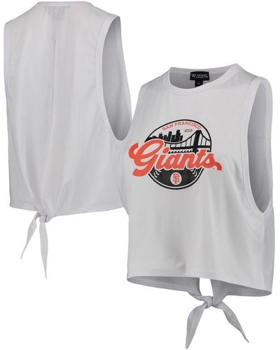 The Wild Collective San Francisco Giants Open Back Twist-tie Tank Top - White