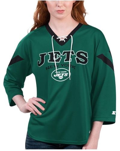 Starter New York Jets Rally Lace-up 3/4 Sleeve T-shirt - Green