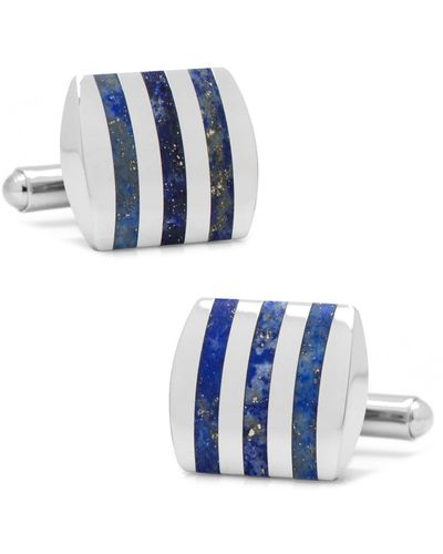 Cufflinks Inc. Stainless Steel Striped Lapis Cufflinks - Blue
