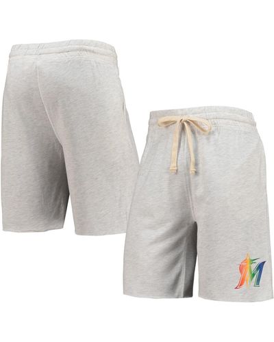 Concepts Sport Miami Marlins Mainstream Logo Terry Tri-blend Shorts - Gray