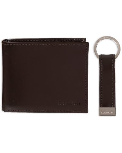 Calvin Klein Rfid Blocking Leather Bifold Wallet - Brown