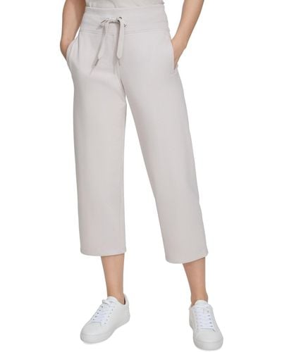 Calvin Klein Cropped Drawstring-waist Pants - Gray