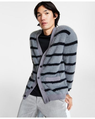 INC International Concepts Tyler Regular-fit Striped Cardigan - Gray