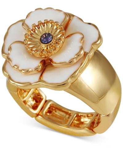 Guess Tone Mixed Color Stone Flower Statement Ring - Metallic