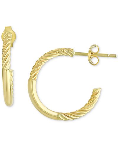 Macy's Polished Bar & Cable Small Hoop Earrings - Metallic