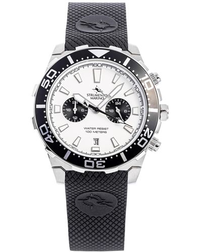 Strumento Marino Skipper Dual Time Zone Black Silicone Strap Watch 44mm - Gray