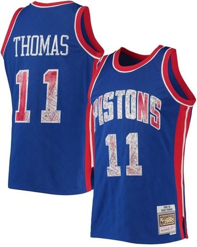 Mitchell & Ness Isiah Thomas Detroit Pistons 1988-89 Hardwood Classics 75th Anniversary Diamond Swingman Jersey - Blue